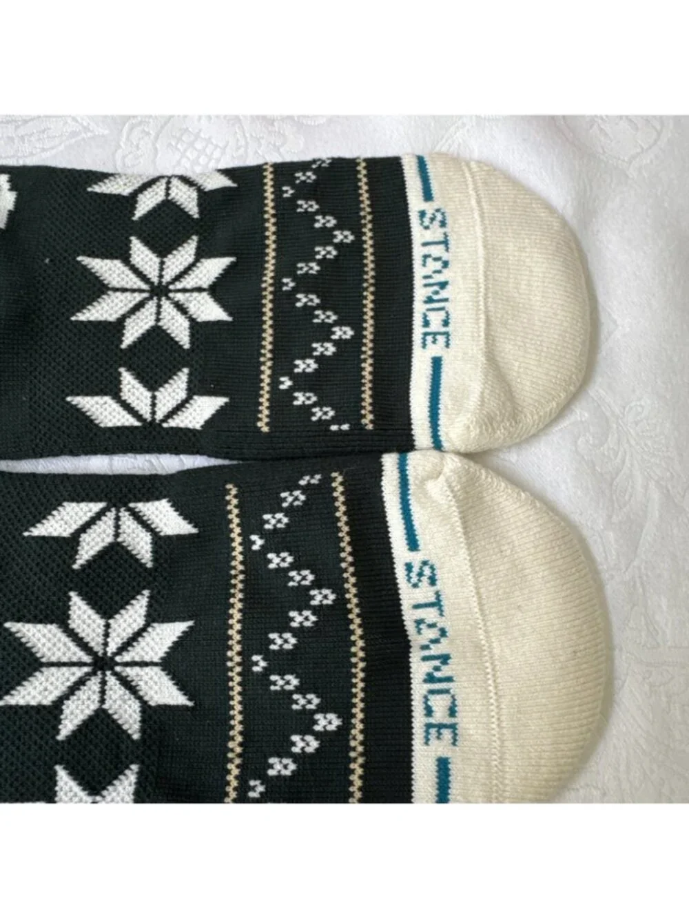 Stance Men's Large L. Green White Crew Socks SKI Christmas Holiday Novelty NEW